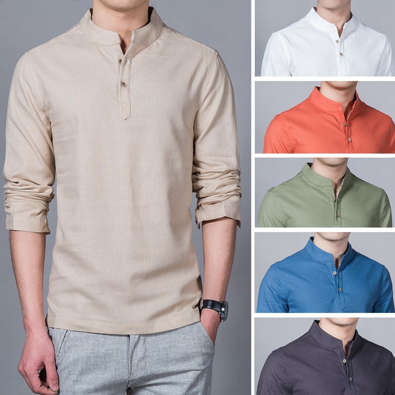 Cotton Casual Long-Sleeve Male Shirt - Men Kingdom