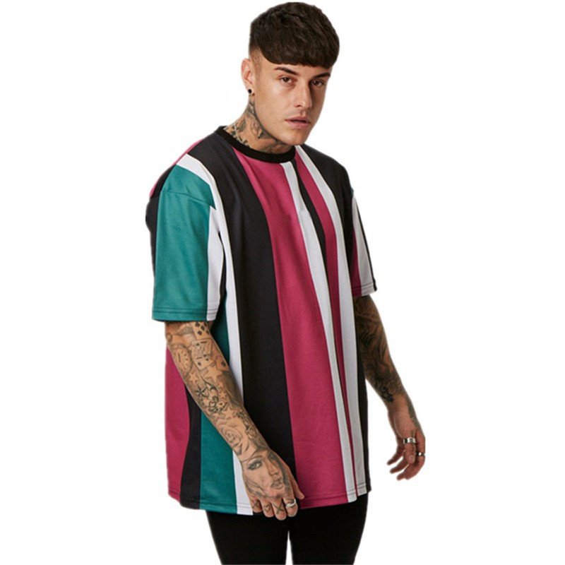 Men's Hip-Hop Colorful Striped T-Shirt