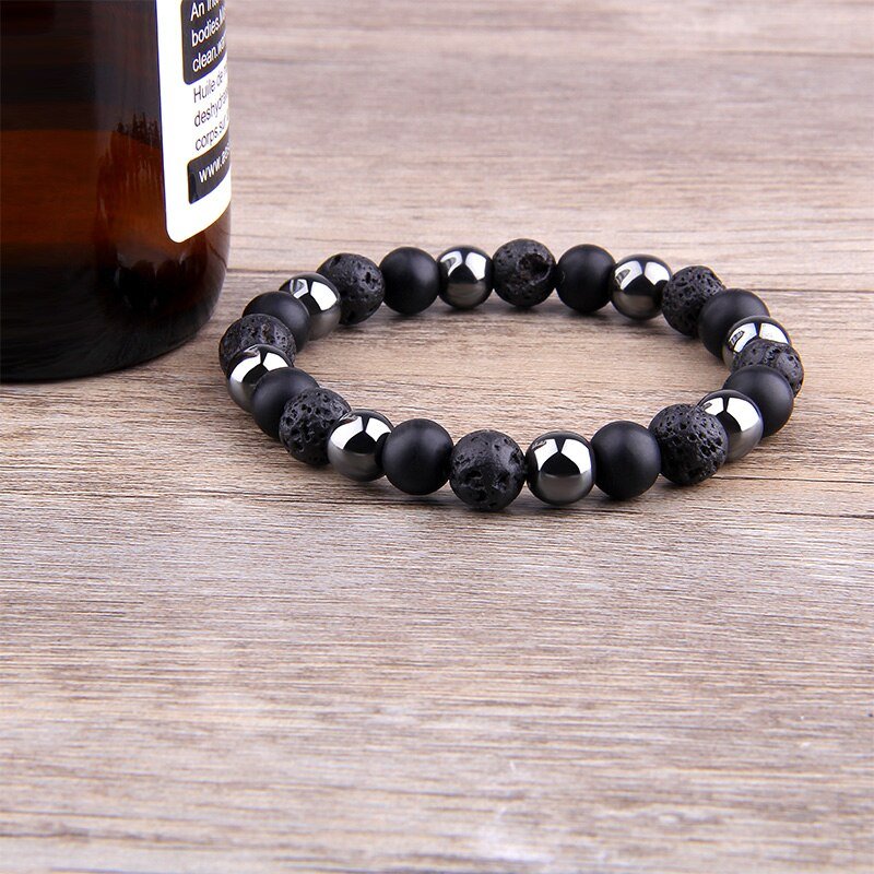 Men's Natural Black Obsidian Beads Bracelet - Men Kingdom